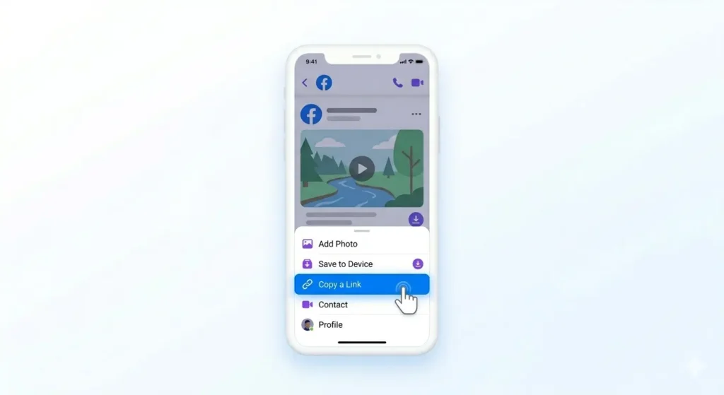 Copy Facebook video link from three dots menu on iPhone 15 iPhone 16