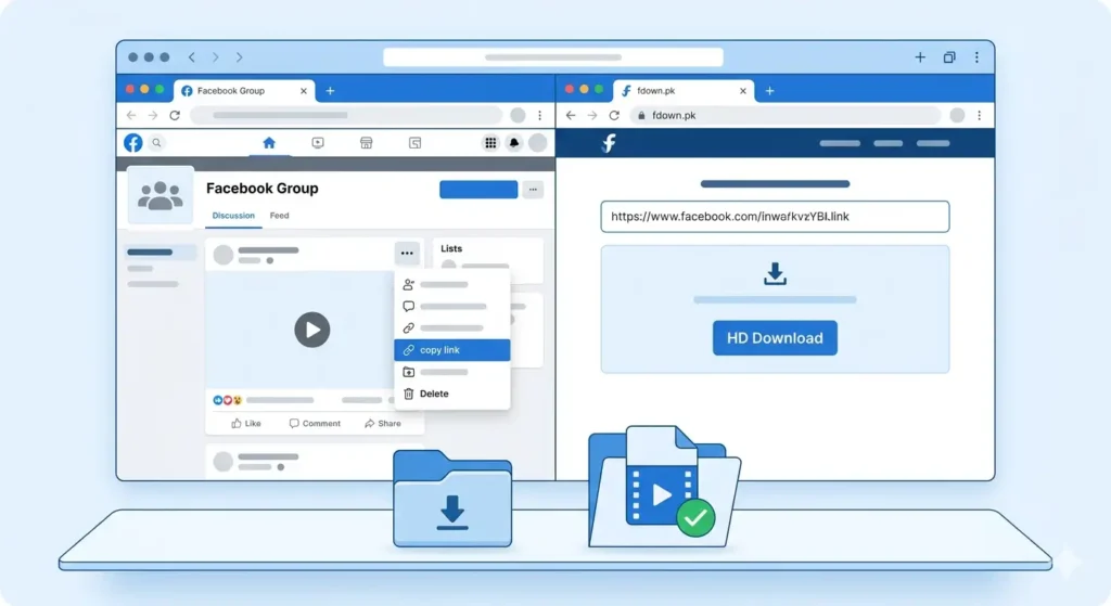 Download Facebook Group video on PC desktop browser step by step