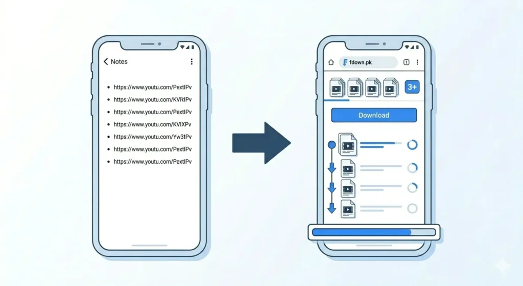 Efficient sequential method to download multiple Facebook videos on mobile