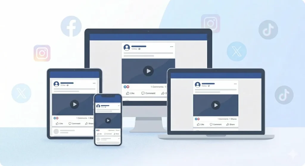 Facebook video downloader works on mobile, tablet, laptop and desktop