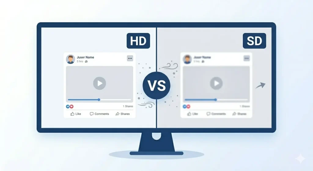 HD vs SD Facebook video quality comparison on PC screen