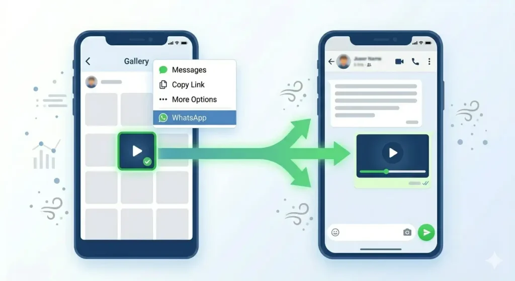 How to share downloaded Facebook video on WhatsApp from gallery