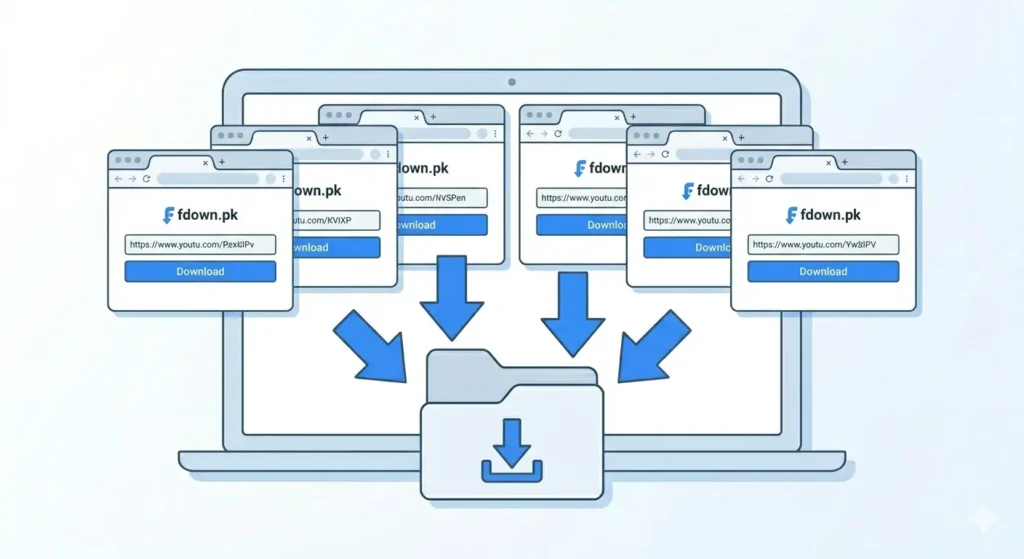 Open multiple browser tabs on PC to download multiple Facebook videos