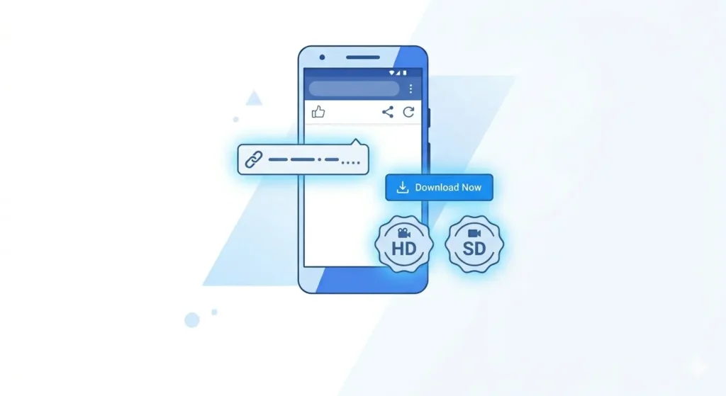 Screenshot of fdown.pk showing the HD and SD download buttons