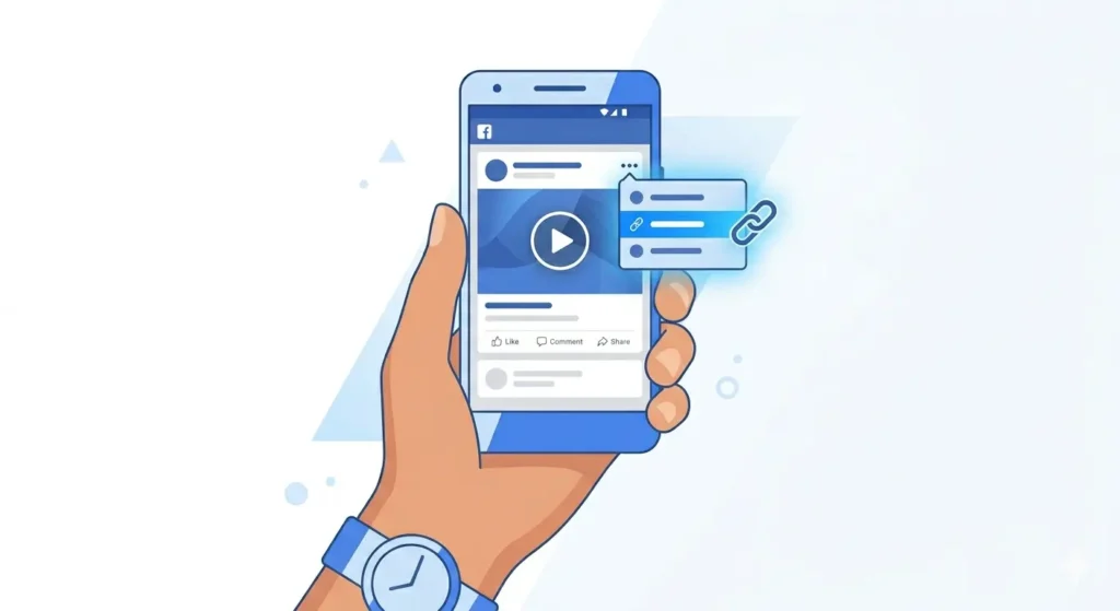 Screenshot showing how to click 'Copy Link' on a Facebook post