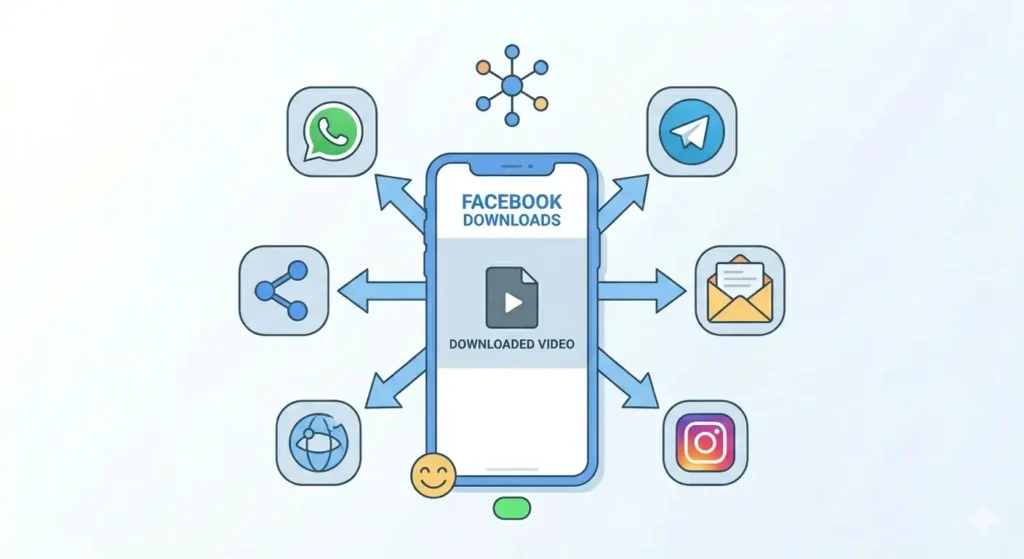 Share downloaded Facebook videos on WhatsApp Telegram and other platforms