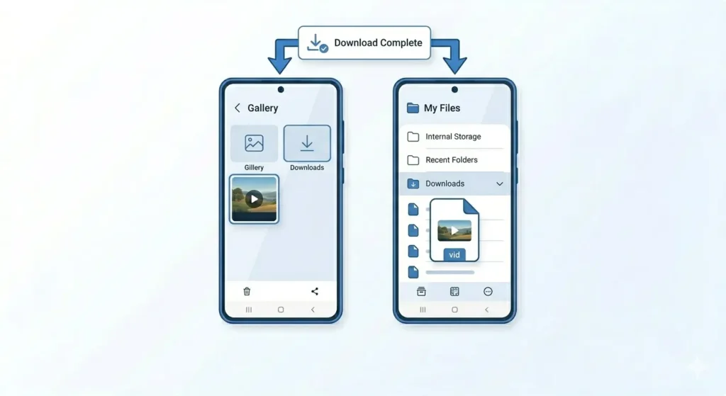 Where to find downloaded Facebook videos in Samsung Galaxy gallery