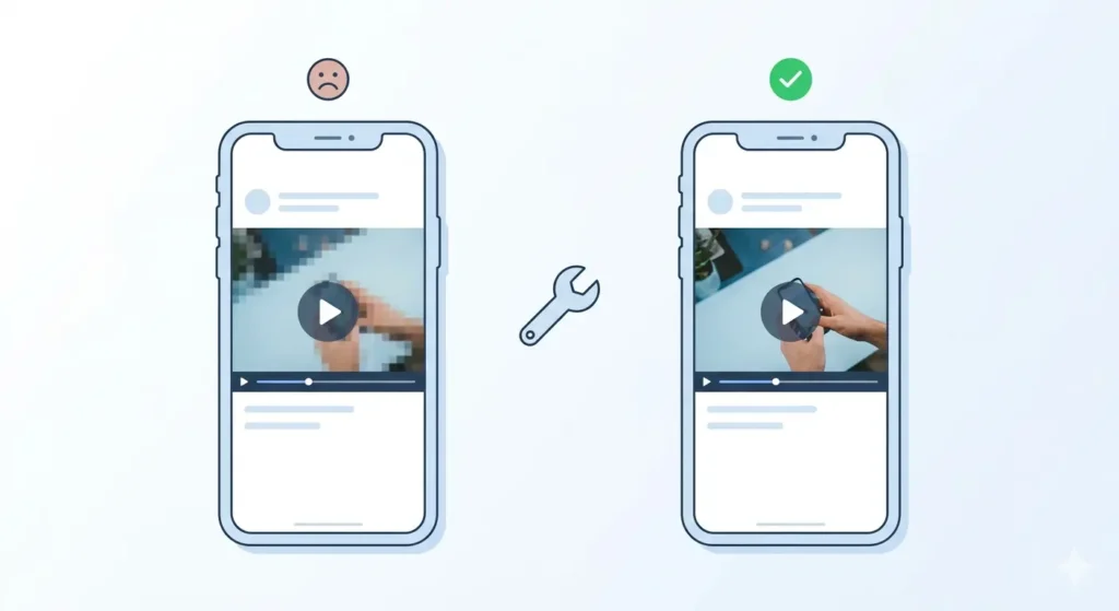 Why is downloaded Facebook video blurry pixelated and how to fix it